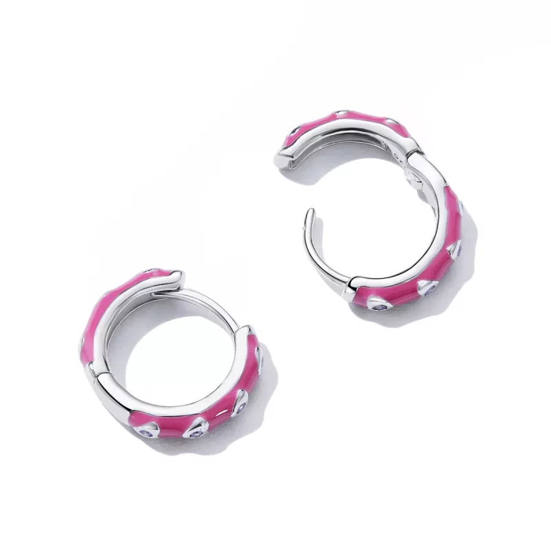 (imagen para) Aros de aro estilo Pandora con diseño de amor sencillo - BSE595 - Ver 3