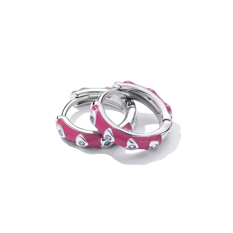 (imagen para) Aros de aro estilo Pandora con diseño de amor sencillo - BSE595 - Ver 4