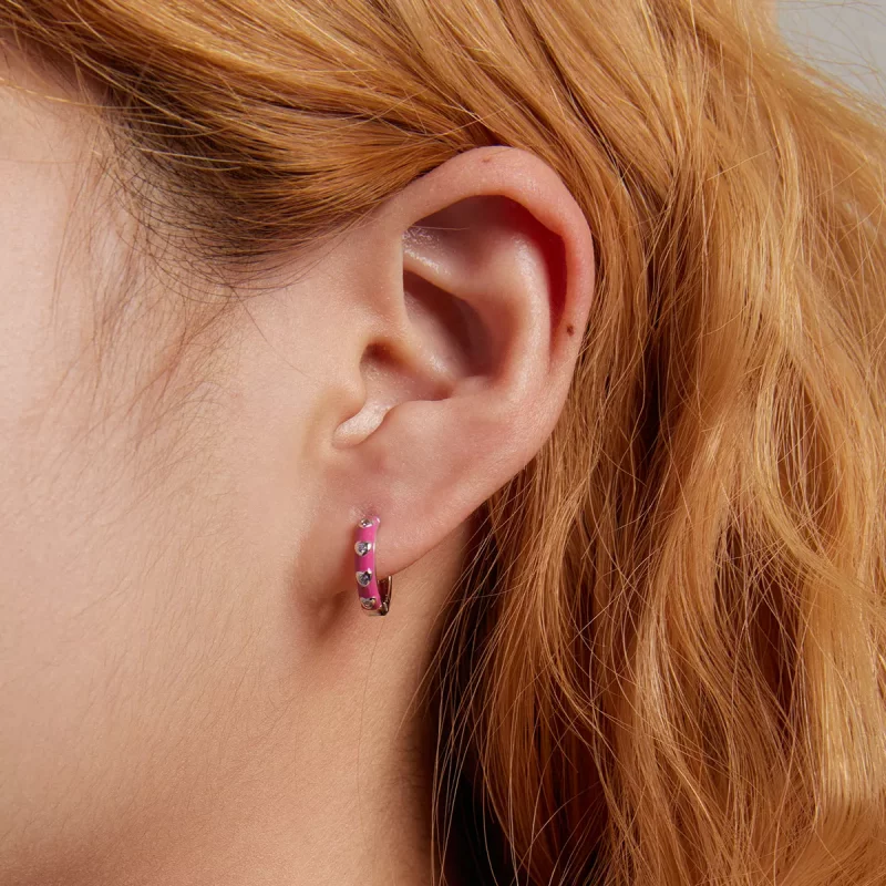 (imagen para) Aros de aro estilo Pandora con diseño de amor sencillo - BSE595 - Ver 5
