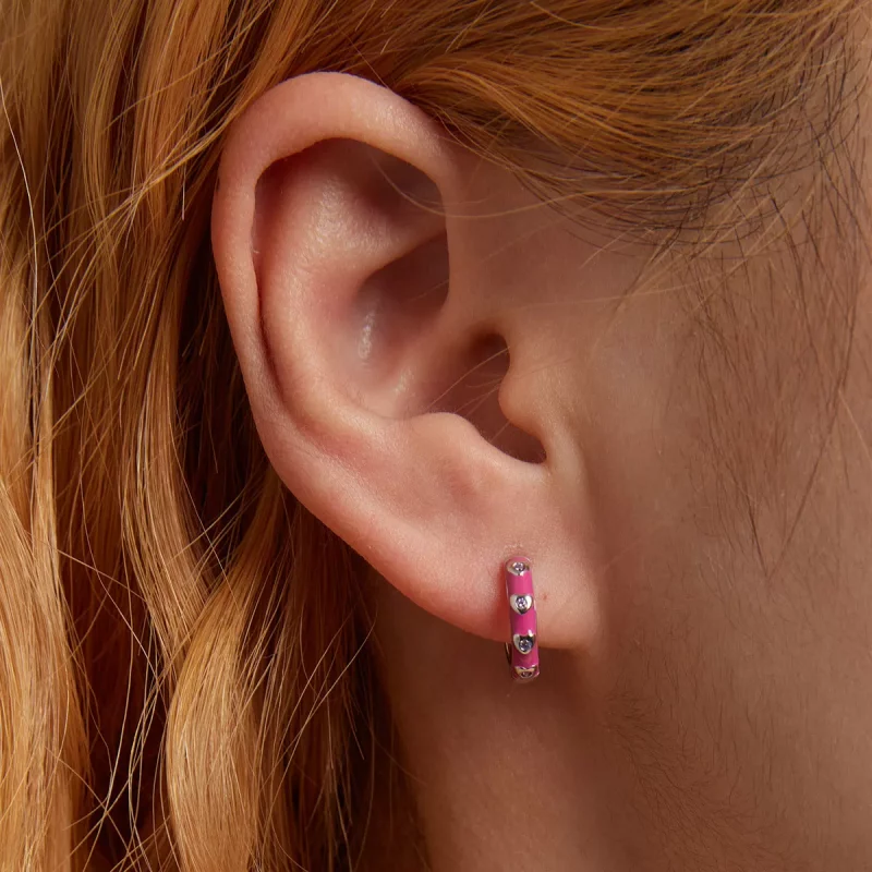 (imagen para) Aros de aro estilo Pandora con diseño de amor sencillo - BSE595 - Ver 6