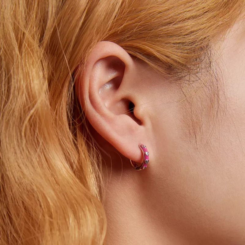 (imagen para) Aros de aro estilo Pandora con diseño de amor sencillo - BSE595 - Ver 7