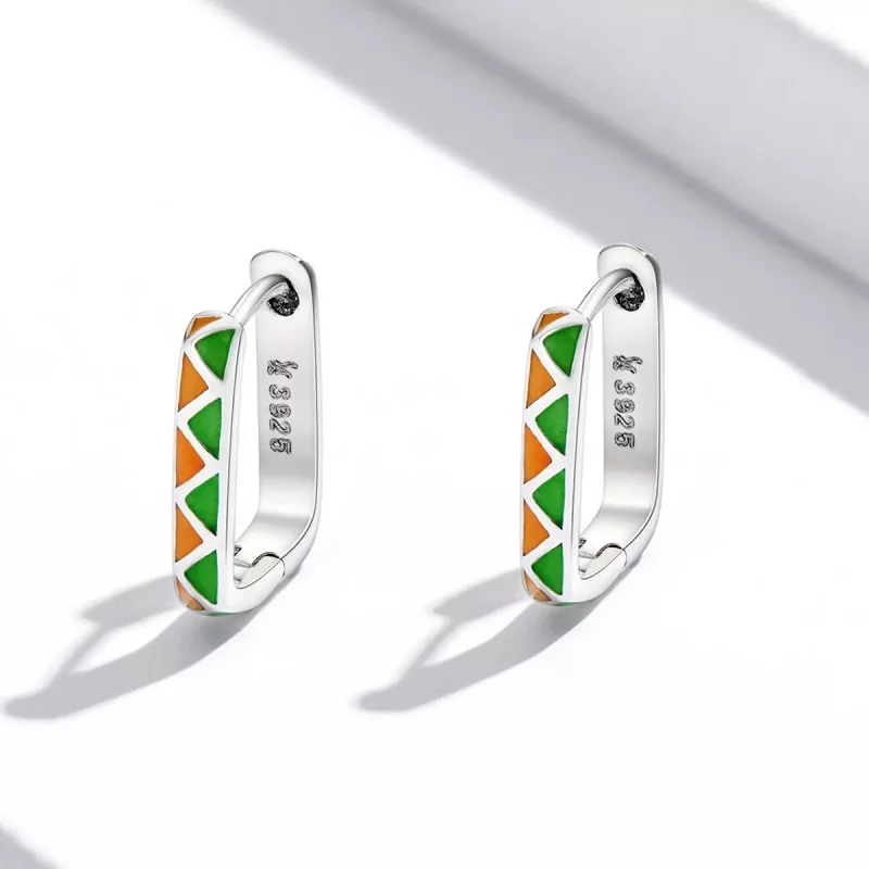 (imagen para) Aros de aro estilo Pandora con contraste de colores simples - SCE1371-GN - Ver 2