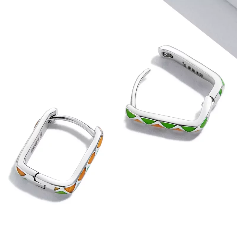 (imagen para) Aros de aro estilo Pandora con contraste de colores simples - SCE1371-GN - Ver 4