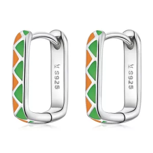 Aros de aro estilo Pandora con contraste de colores simples - SCE1371-GN (imagen para) Aros de aro estilo Pandora con contraste de colores simples - SCE1371-GN