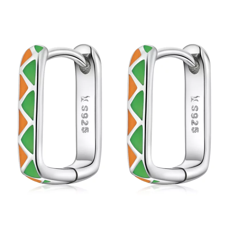 (imagen para) Aros de aro estilo Pandora con contraste de colores simples - SCE1371-GN