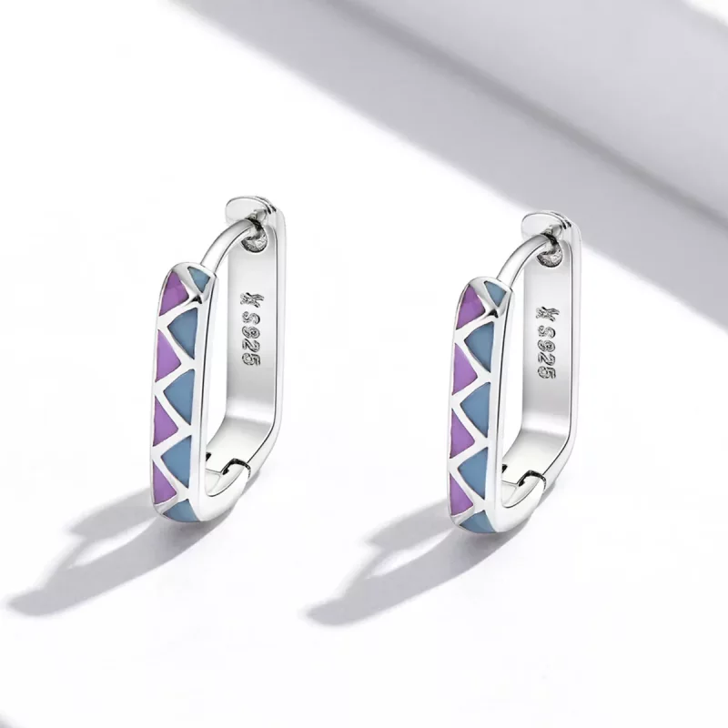 (imagen para) Aros de aro estilo Pandora con contrastes de color simples - SCE1371-VT - Ver 2