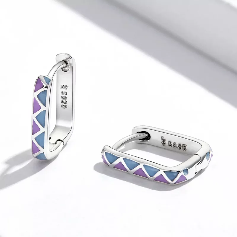 (imagen para) Aros de aro estilo Pandora con contrastes de color simples - SCE1371-VT - Ver 3