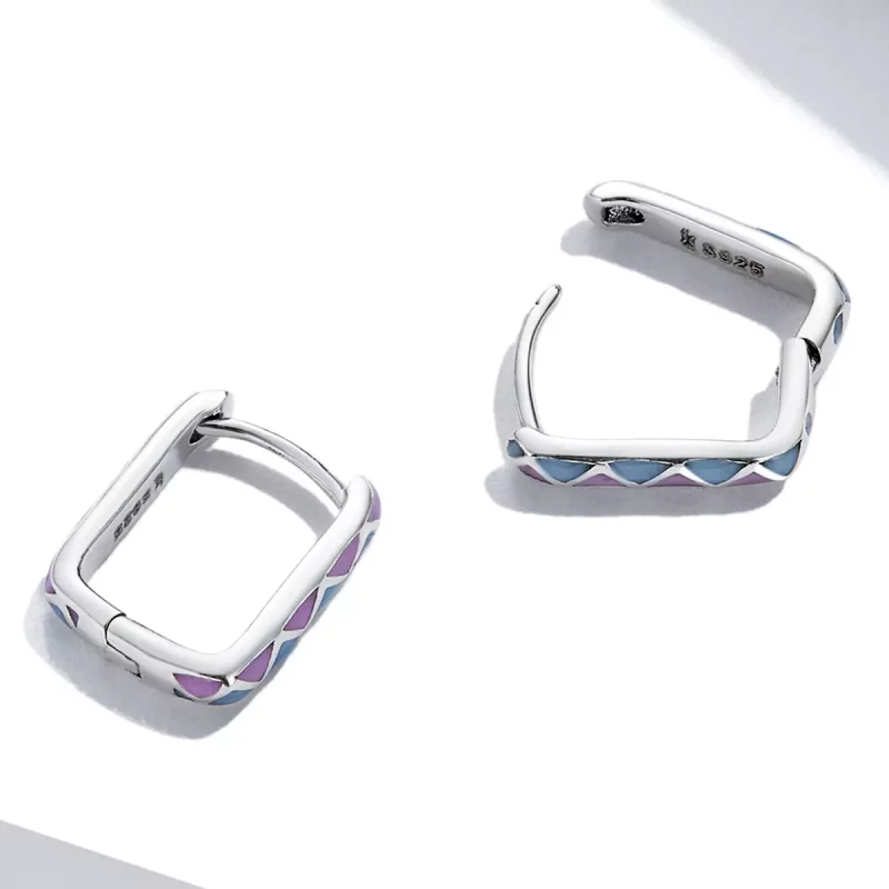 (imagen para) Aros de aro estilo Pandora con contrastes de color simples - SCE1371-VT - Ver 4
