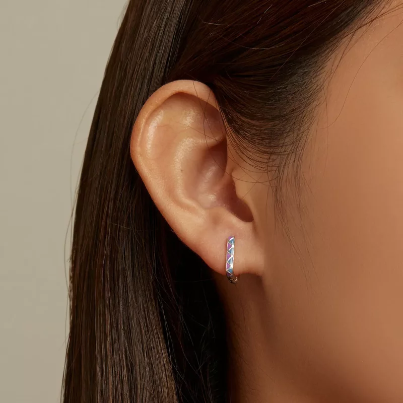(imagen para) Aros de aro estilo Pandora con contrastes de color simples - SCE1371-VT - Ver 5