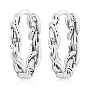 Aros de estilo Pandora con trenza retorcida - SCE1432 (imagen para) Aros de estilo Pandora con trenza retorcida - SCE1432