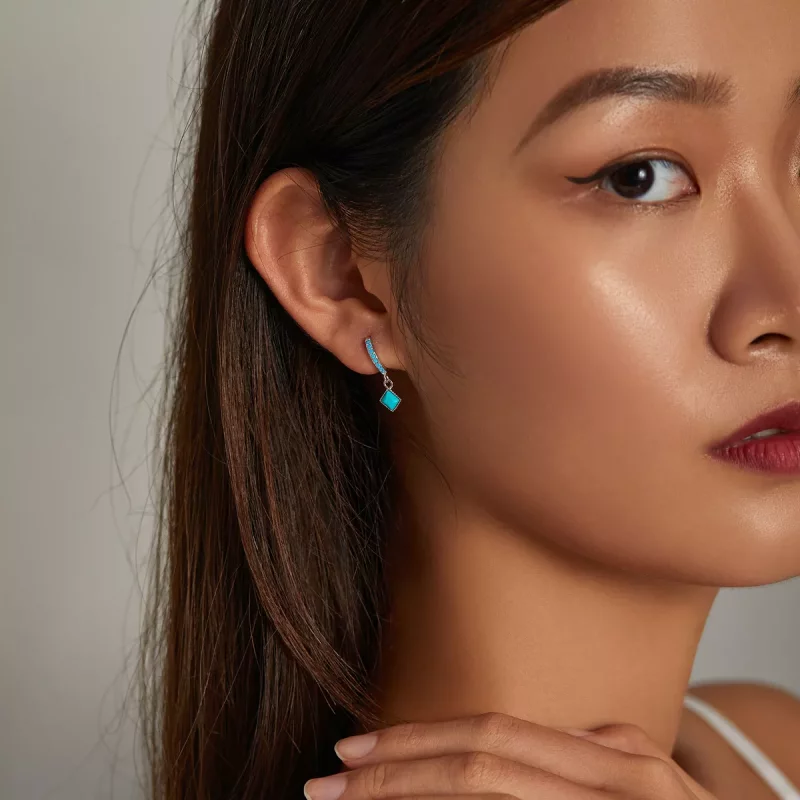 (imagen para) Aros de estilo Pandora con turquesa - SCE1307 - Ver 7