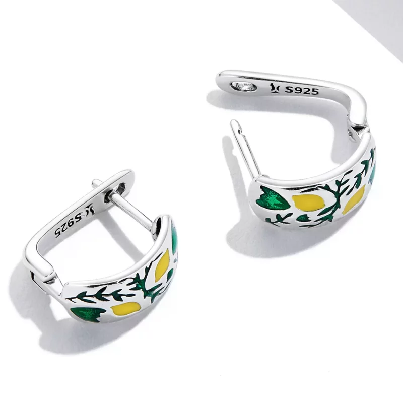 (imagen para) Aros de Hoja Verde con Limón de Estilo Pandora - SCE1376 - Ver 4