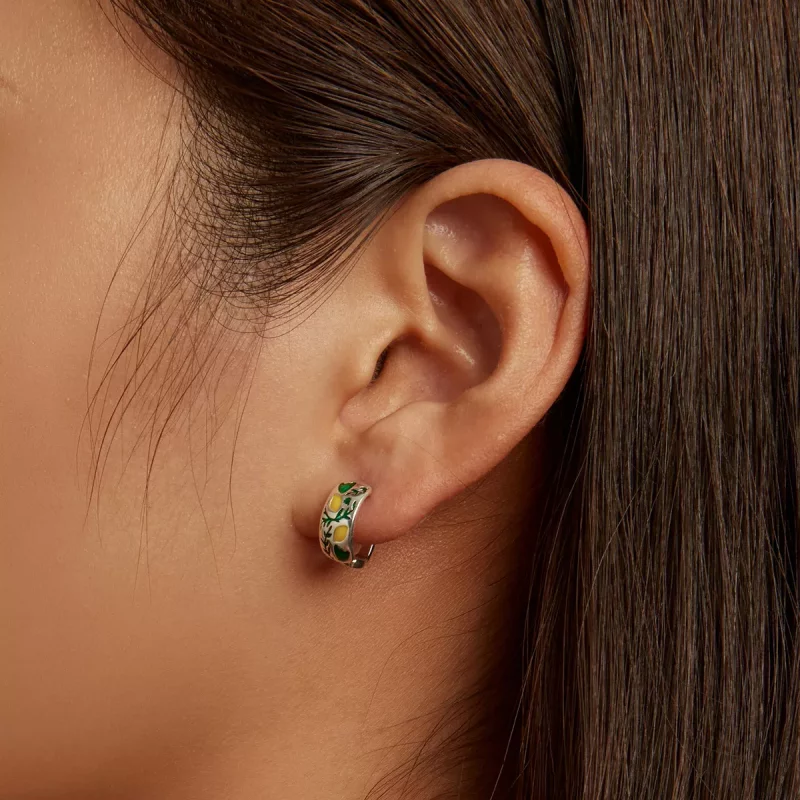 (imagen para) Aros de Hoja Verde con Limón de Estilo Pandora - SCE1376 - Ver 6