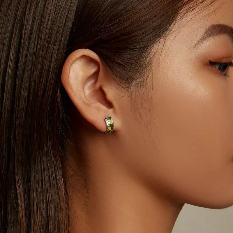 (imagen para) Aros de Hoja Verde con Limón de Estilo Pandora - SCE1376 - Ver 7