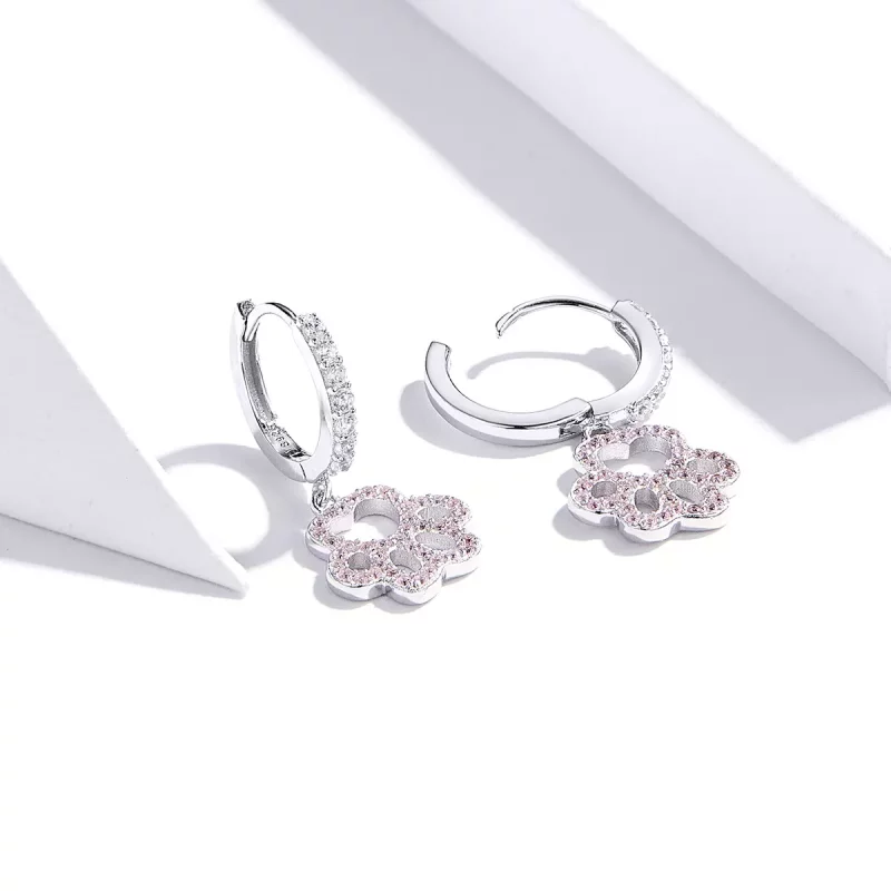 (imagen para) Aros de Hoop con Huella de Mascota al Estilo Pandora - SCE771 - Ver 3