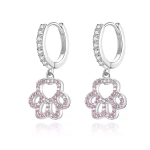 (imagen para) Aros de Hoop con Huella de Mascota al Estilo Pandora - SCE771