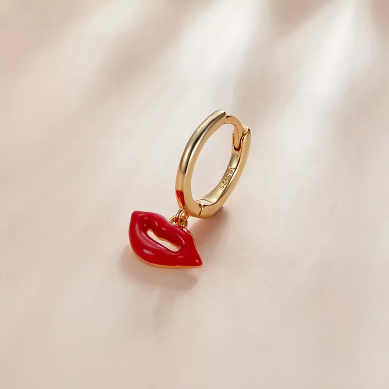 (imagen para) Aros estilo Pandora con labios llameantes - SCE1233 - Ver 2