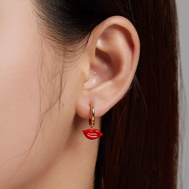 (imagen para) Aros estilo Pandora con labios llameantes - SCE1233 - Ver 5