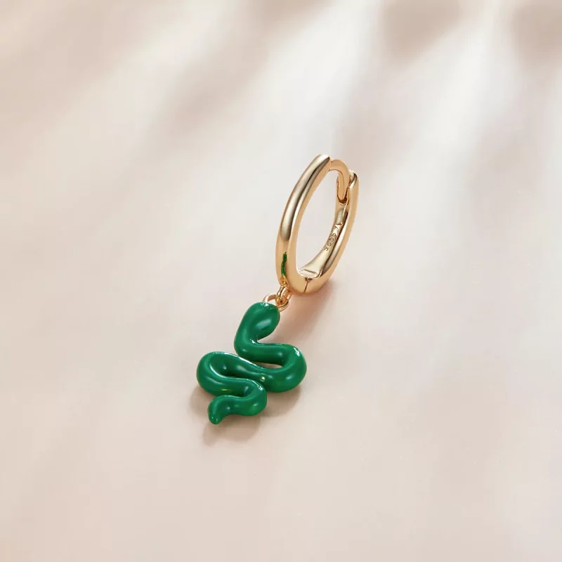 (imagen para) Aros estilo Pandora con serpiente verde - SCE1234 - Ver 2