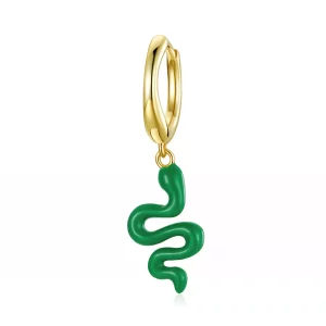Aros estilo Pandora con serpiente verde - SCE1234 (imagen para) Aros estilo Pandora con serpiente verde - SCE1234