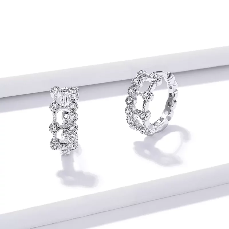 (imagen para) Aros estilo Pandora de doble capa y diseño simple - BSE458 - Ver 2