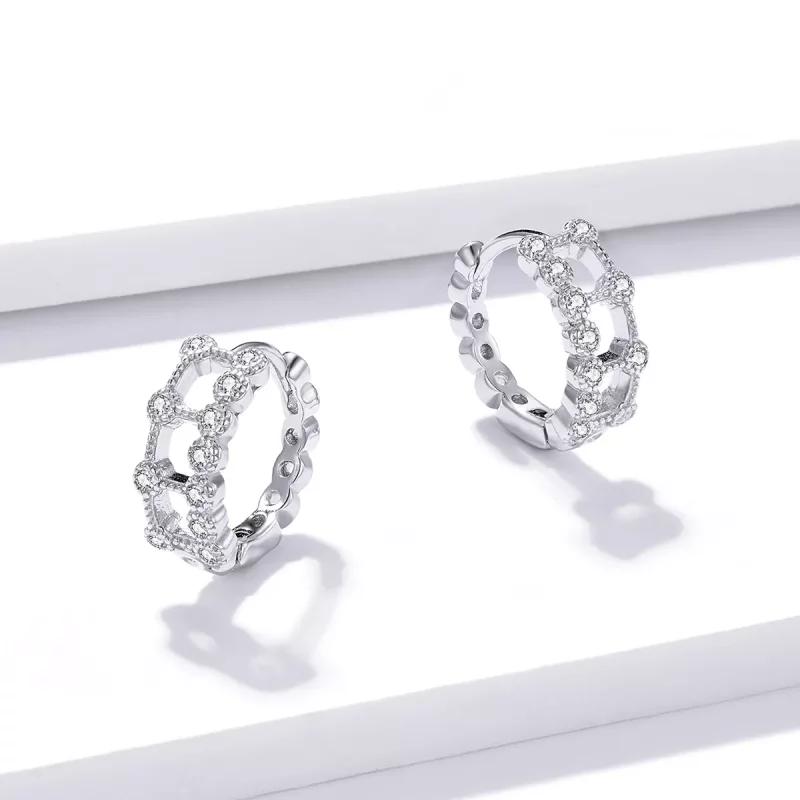(imagen para) Aros estilo Pandora de doble capa y diseño simple - BSE458 - Ver 3