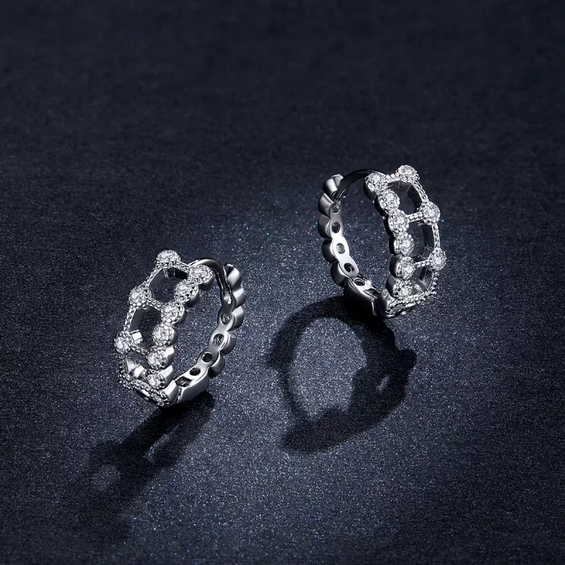 (imagen para) Aros estilo Pandora de doble capa y diseño simple - BSE458 - Ver 5