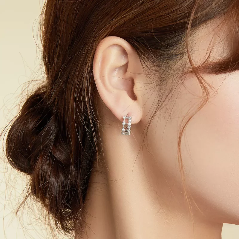(imagen para) Aros estilo Pandora de doble capa y diseño simple - BSE458 - Ver 7