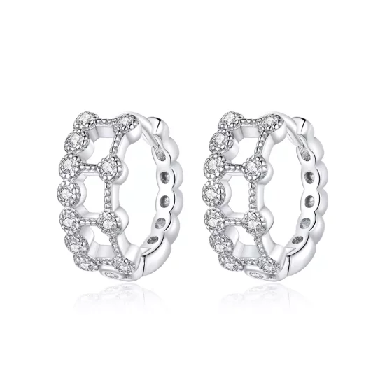 (imagen para) Aros estilo Pandora de doble capa y diseño simple - BSE458