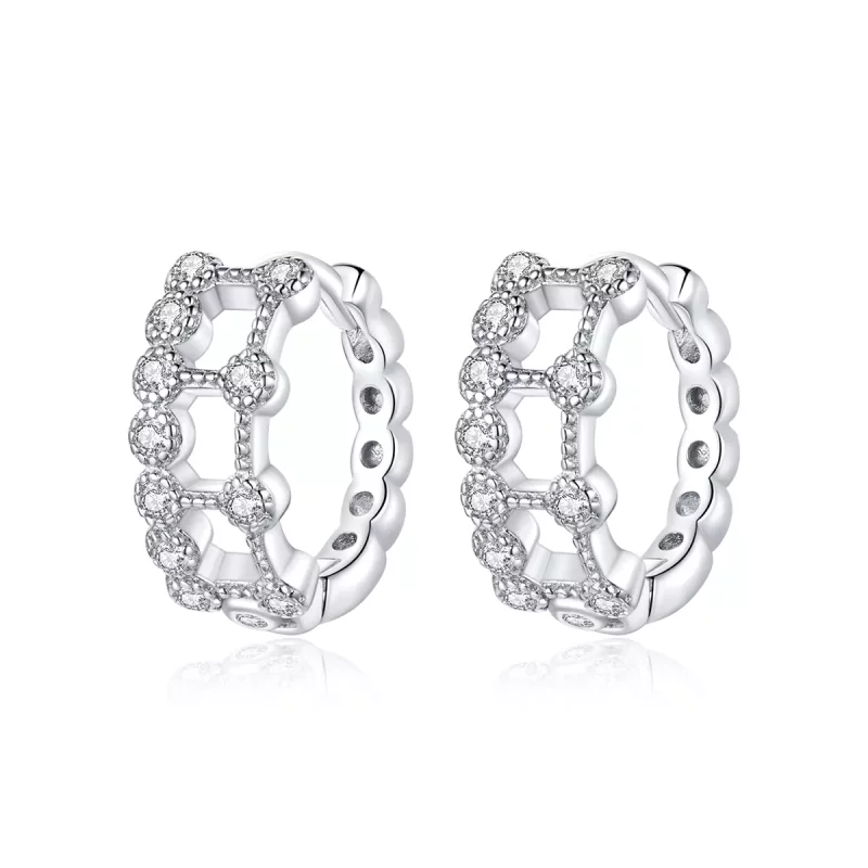 (imagen para) Aros estilo Pandora de doble capa y diseño simple - BSE458