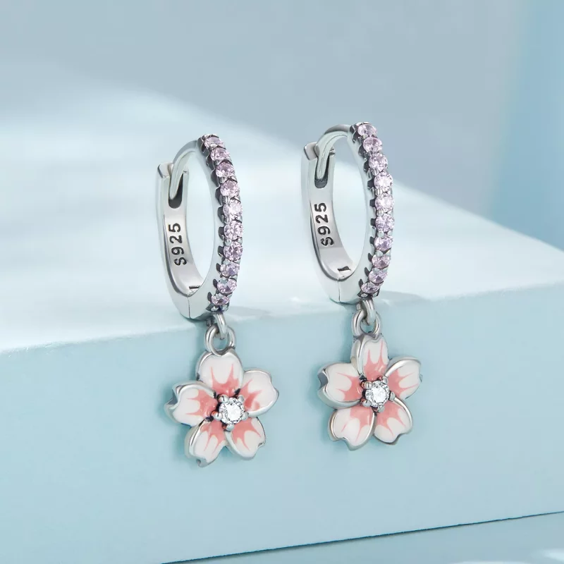 (imagen para) Aros tipo Pandora con flores de cerezo - SCE1509 - Ver 2