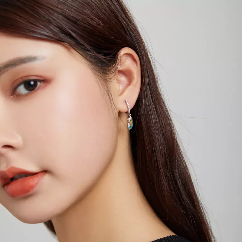 (imagen para) Estilo Pandora Aretes de Aro Iroha - BSE485 - Ver 7