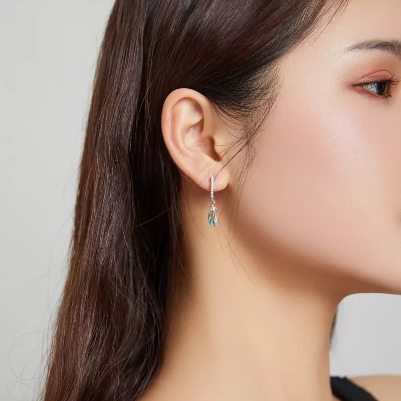 (imagen para) Estilo Pandora Aretes de Aro Iroha - BSE485 - Ver 8
