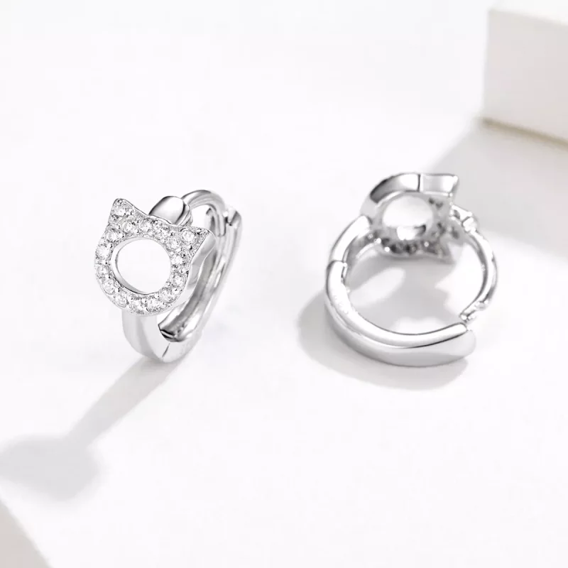 (imagen para) Estilo Pandora Lindos Pendientes de Aro de Gato - BSE171 - Ver 4