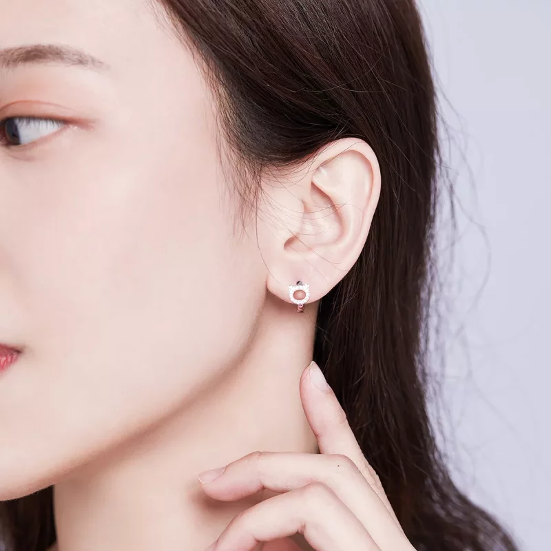 (imagen para) Estilo Pandora Lindos Pendientes de Aro de Gato - BSE171 - Ver 5