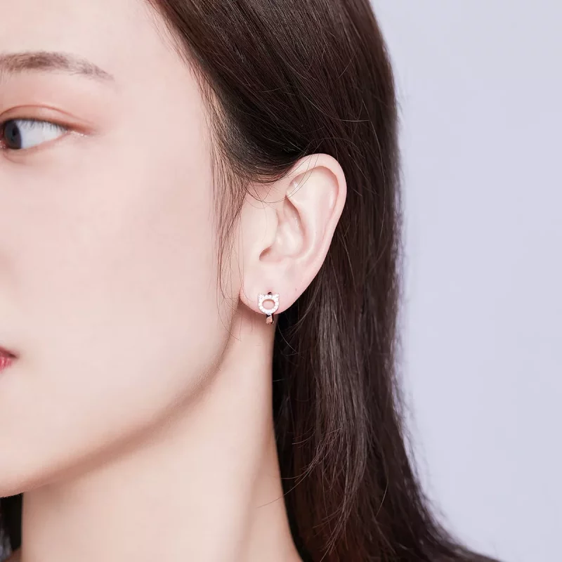 (imagen para) Estilo Pandora Lindos Pendientes de Aro de Gato - BSE171 - Ver 7