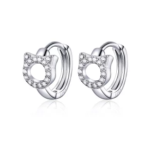 (imagen para) Estilo Pandora Lindos Pendientes de Aro de Gato - BSE171