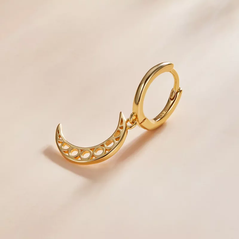 (imagen para) Estilo Pandora Minimalismo - Pendientes de Media Luna - SCE1191 - Ver 2