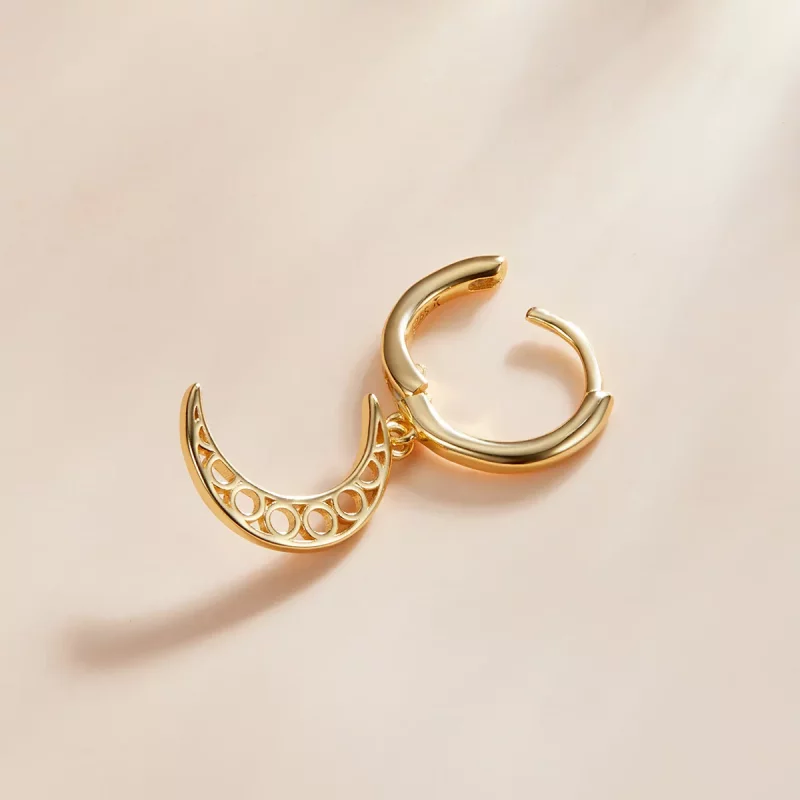 (imagen para) Estilo Pandora Minimalismo - Pendientes de Media Luna - SCE1191 - Ver 3