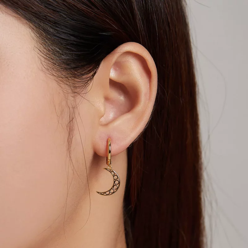 (imagen para) Estilo Pandora Minimalismo - Pendientes de Media Luna - SCE1191 - Ver 4