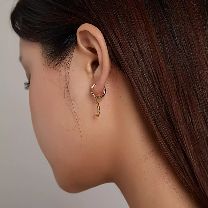 (imagen para) Estilo Pandora Minimalismo - Pendientes de Media Luna - SCE1191 - Ver 6