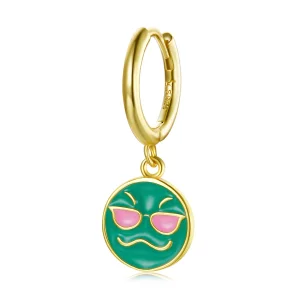 (imagen para) Pandora Style Emoji - Pendientes de Aro Cool - SCE1204-B