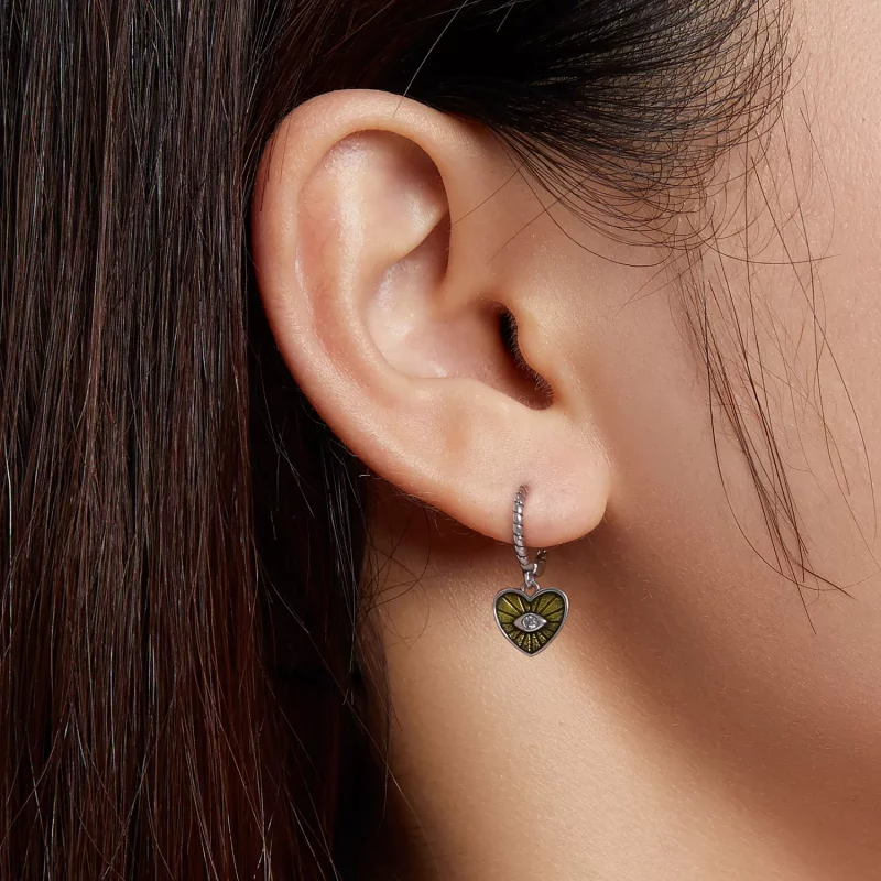 (imagen para) Pandora Style Love Devil Eyes - Pendientes de Aro Amarillo Limón - SCE1270-YE - Ver 4