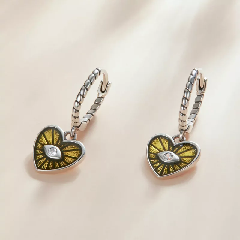 (imagen para) Pandora Style Love Devil Eyes - Pendientes de Aro Amarillo Limón - SCE1270-YE - Ver 5