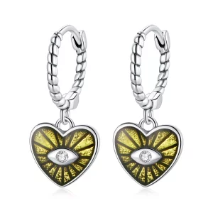 (imagen para) Pandora Style Love Devil Eyes - Pendientes de Aro Amarillo Limón - SCE1270-YE