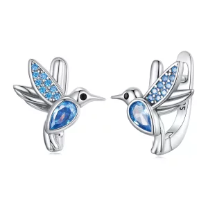 (imagen para) Pendientes de Aro con Colibrí al Estilo Pandora - SCE1503