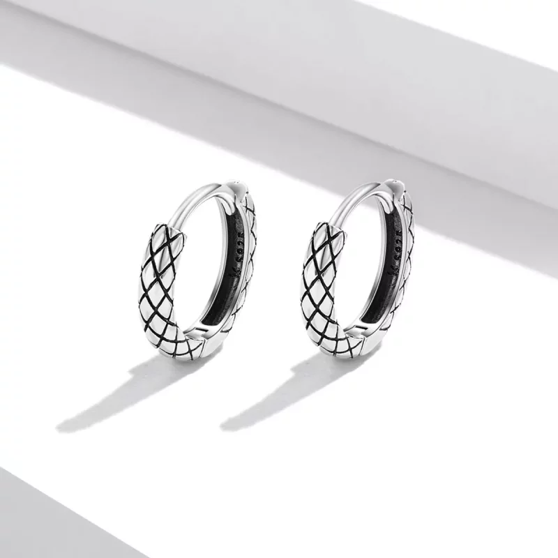 (imagen para) Pendientes de aro con diseño de serpiente al estilo Pandora - SCE1354 - Ver 2