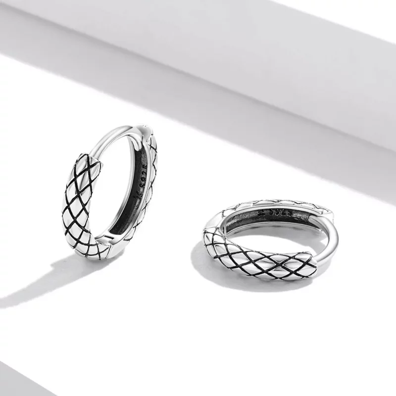 (imagen para) Pendientes de aro con diseño de serpiente al estilo Pandora - SCE1354 - Ver 3