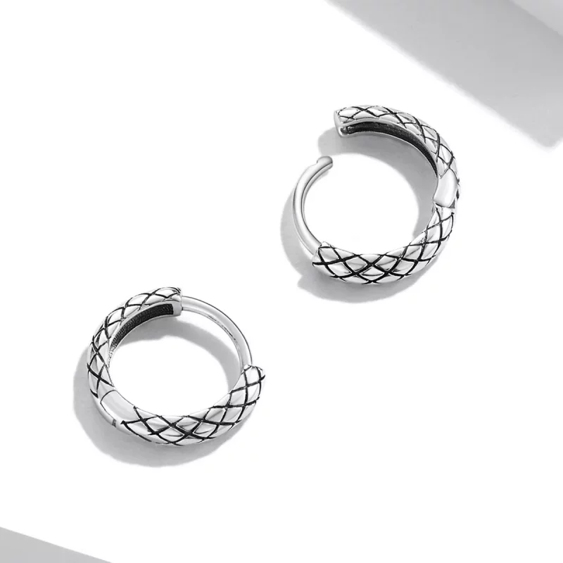 (imagen para) Pendientes de aro con diseño de serpiente al estilo Pandora - SCE1354 - Ver 4