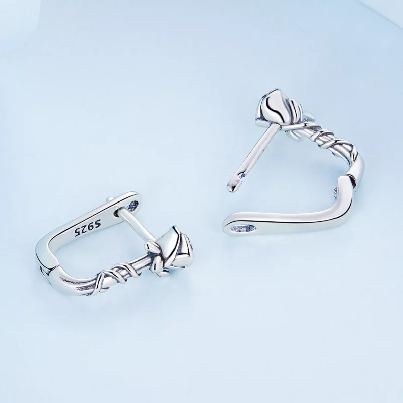 (imagen para) Pendientes de Aro con Rosas de Estilo Pandora - BSE716 - Ver 3